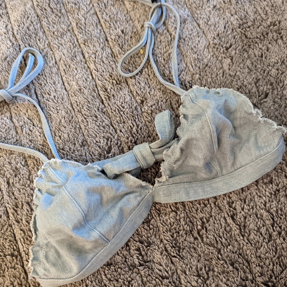 Love stories denim swim top